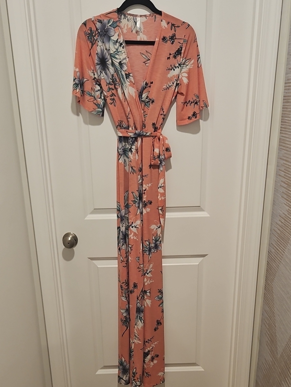 Floral Wrap Jumpsuit - Coral Pink